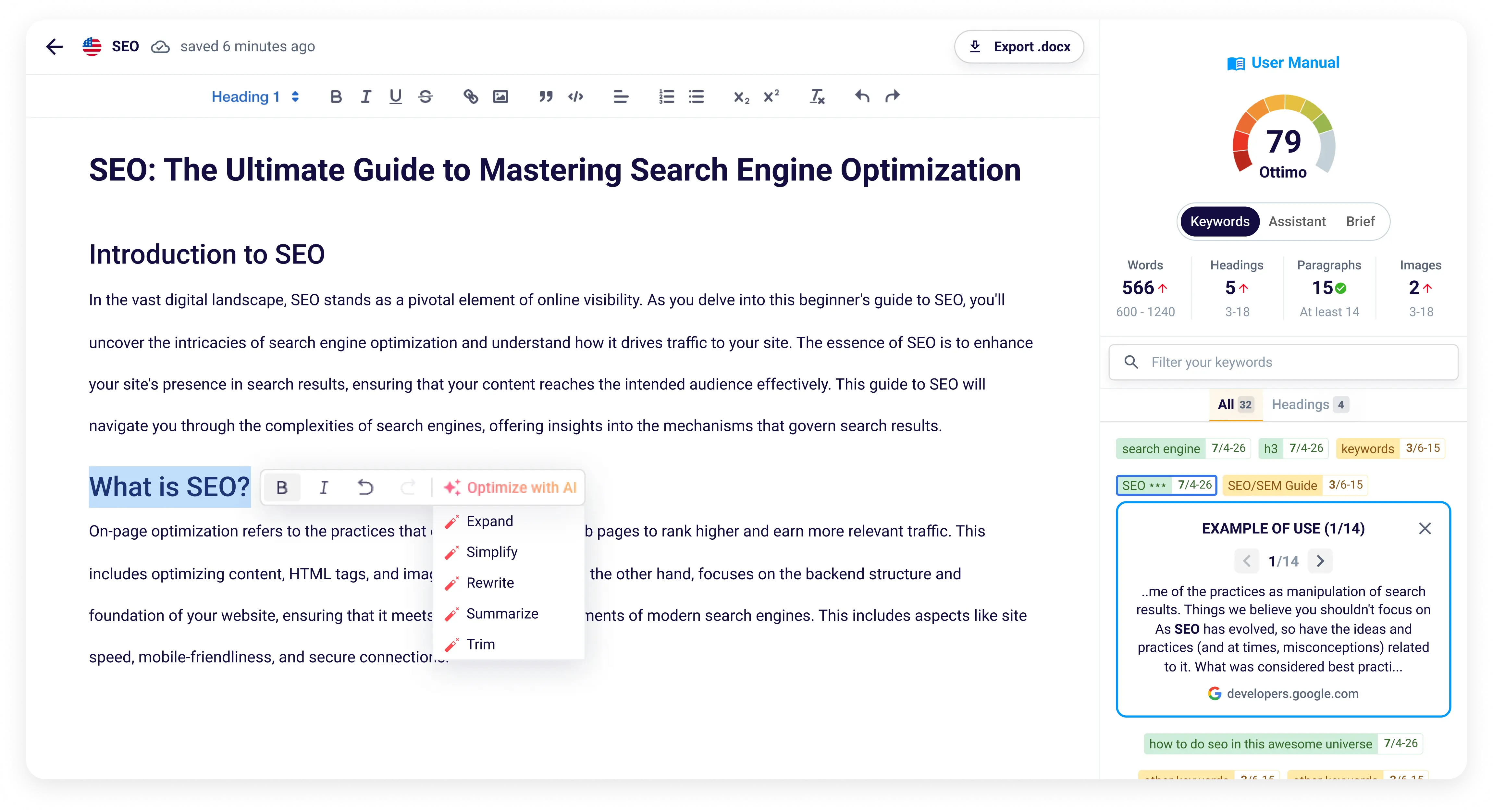 SEO Writing Assistant Tool