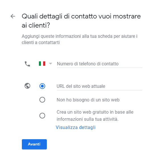 Schermata accesso Google My Business