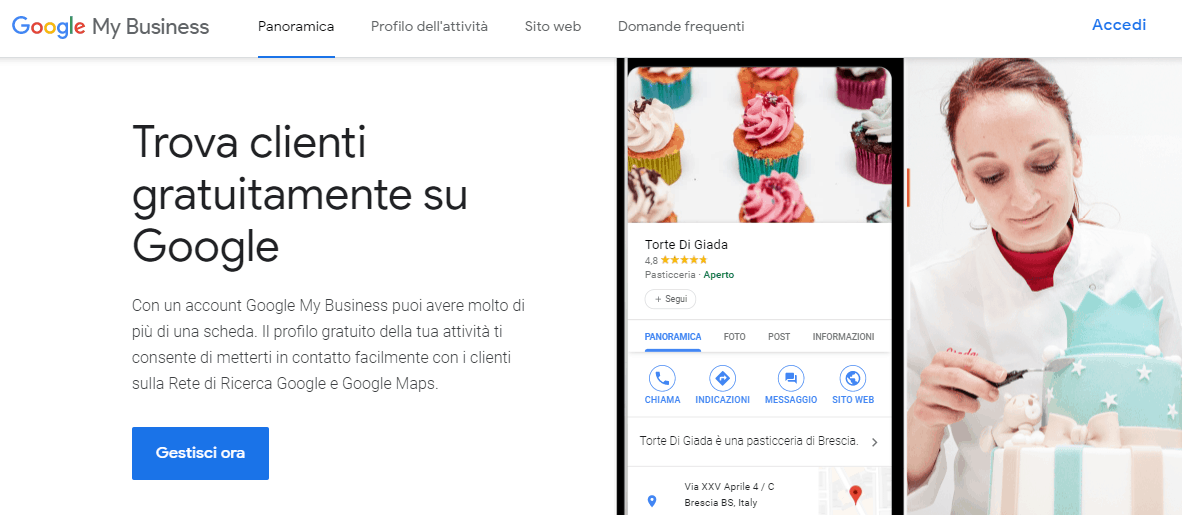 Schermata di Google My Business