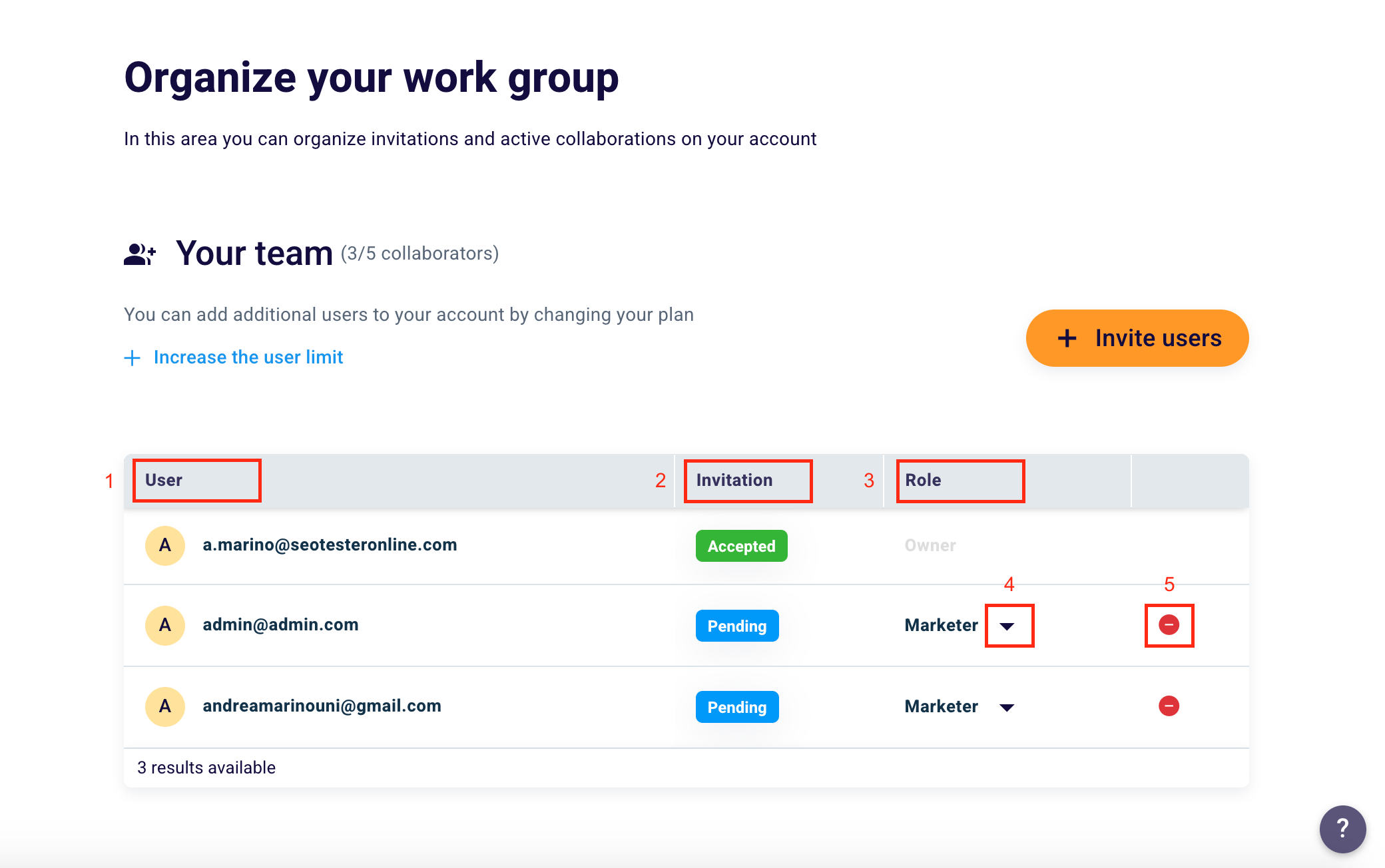 Manage your Team Section
