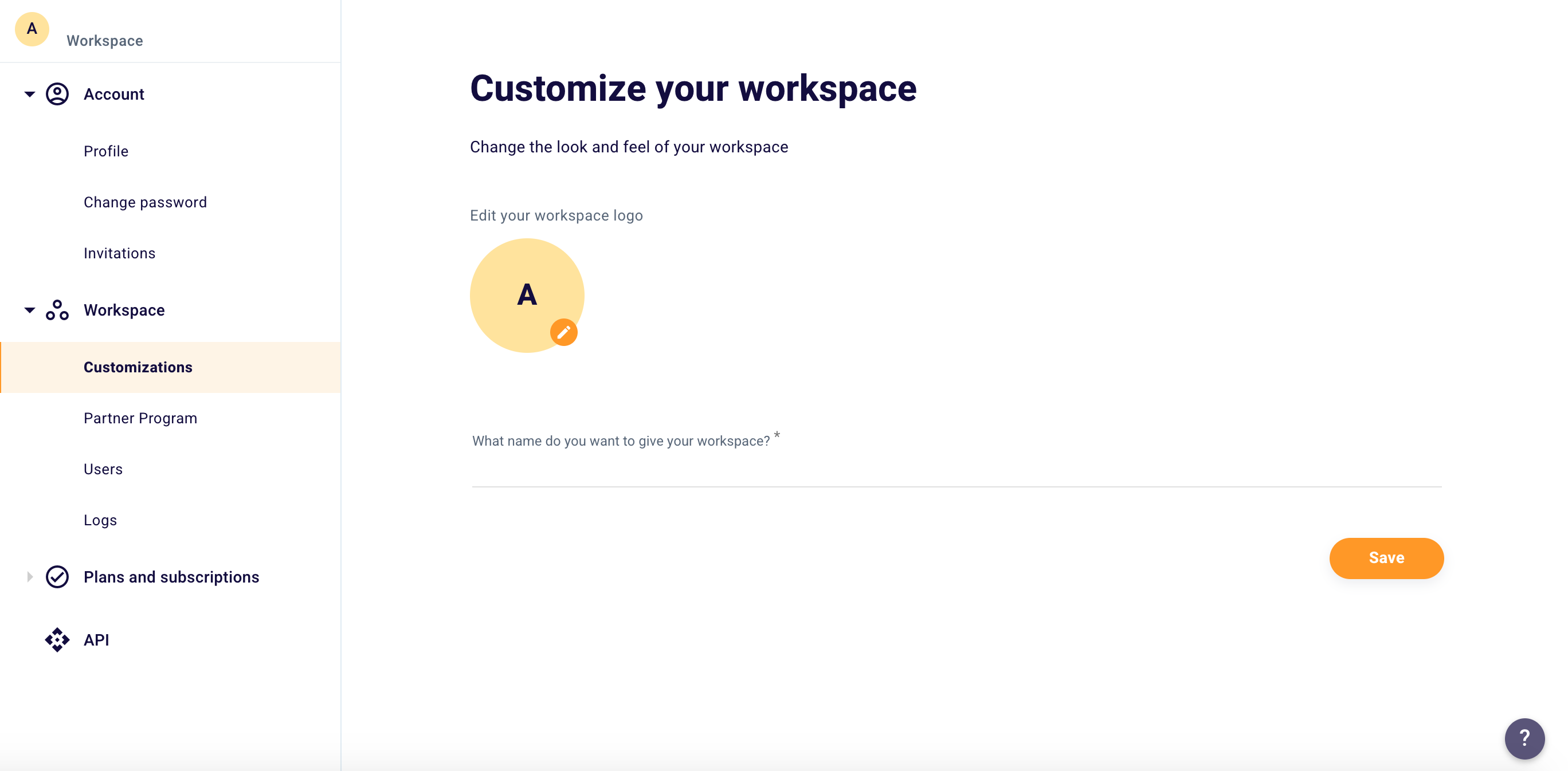 Customize Section Workspace