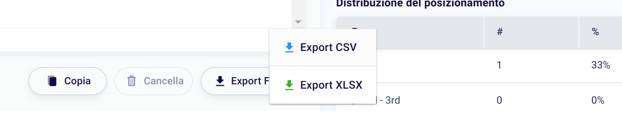 export dati in formato xlsx 